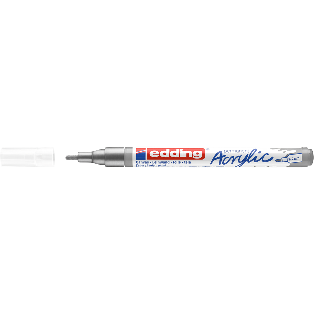 Akril marker 1-2mm, Edding 5300 ezüst