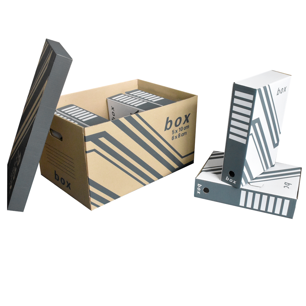 Archiváló konténer karton doboz fedeles 52x35x30cm, külön záródó levehető fedéllel Fornax - Image 4