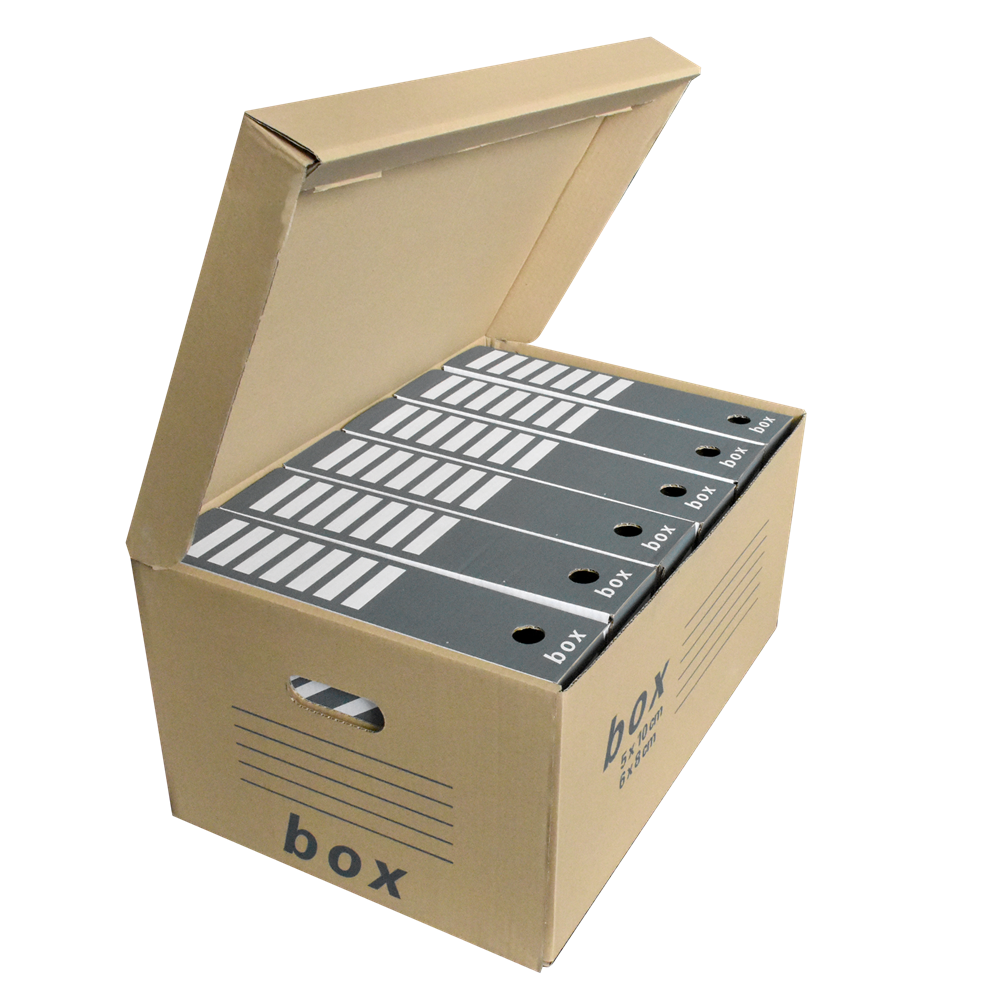 Archiváló konténer karton doboz fedeles 54x36x25cm, felfelé nyíló tetővel Fornax - Image 3