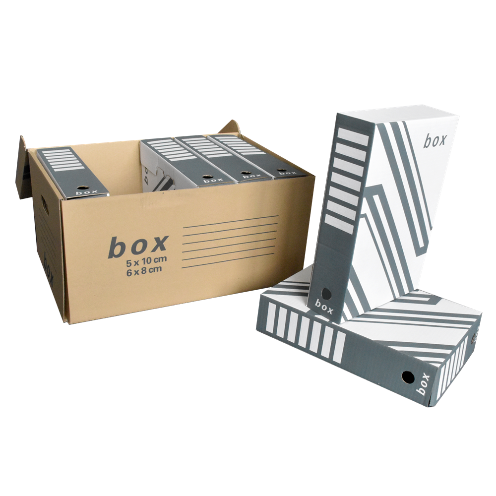 Archiváló konténer karton doboz fedeles 54x36x25cm, felfelé nyíló tetővel Fornax - Image 4