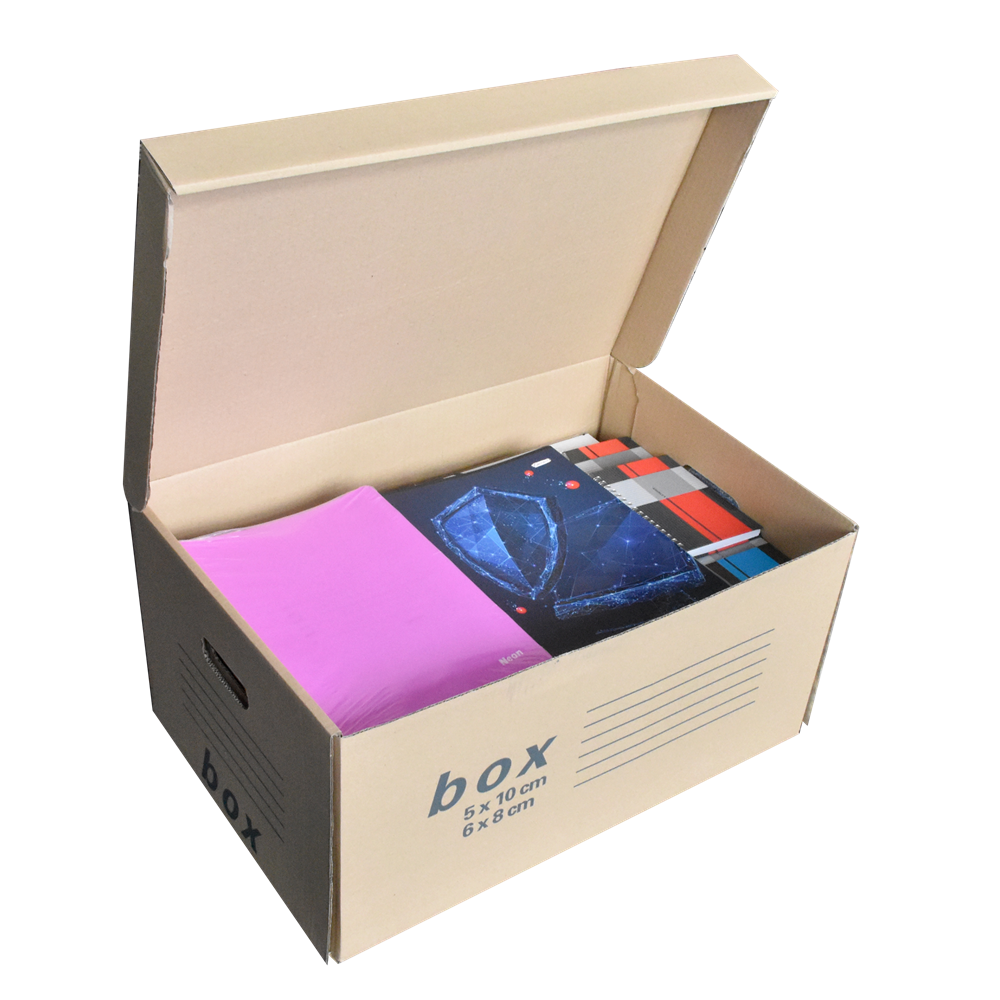 Archiváló konténer karton doboz fedeles 54x36x25cm, felfelé nyíló tetővel Fornax - Image 5