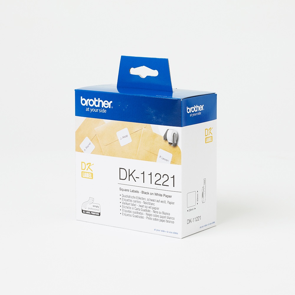 Brother DK11221 etikett 23x23mm 1000 db etikett/doboz fekete/fehér