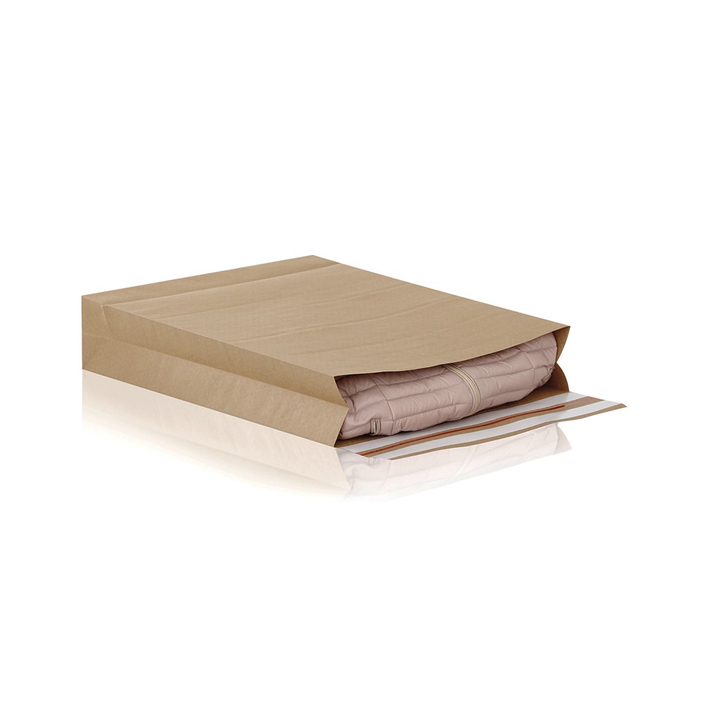 Csomagküldő webshop tasak 350x450x120mm, erős kraft papírból 200 db/doboz, E-green barna - Image 3