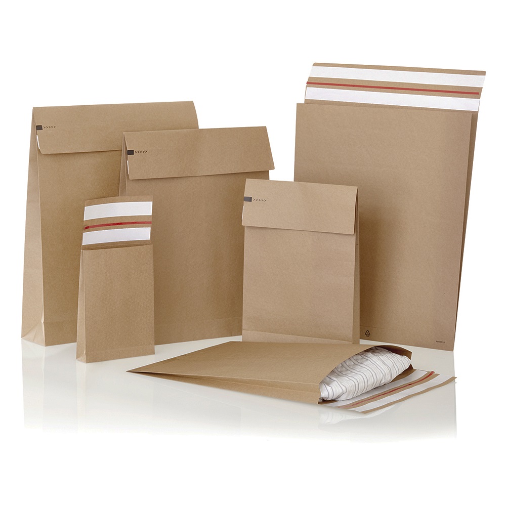 Csomagküldő webshop tasak 350x450x120mm, erős kraft papírból 200 db/doboz, E-green barna - Image 6
