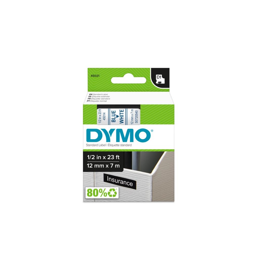 Feliratozógép szalag Dymo D1 S0720540/45014 12mmx7m, ORIGINAL, kék/fehér - Image 4