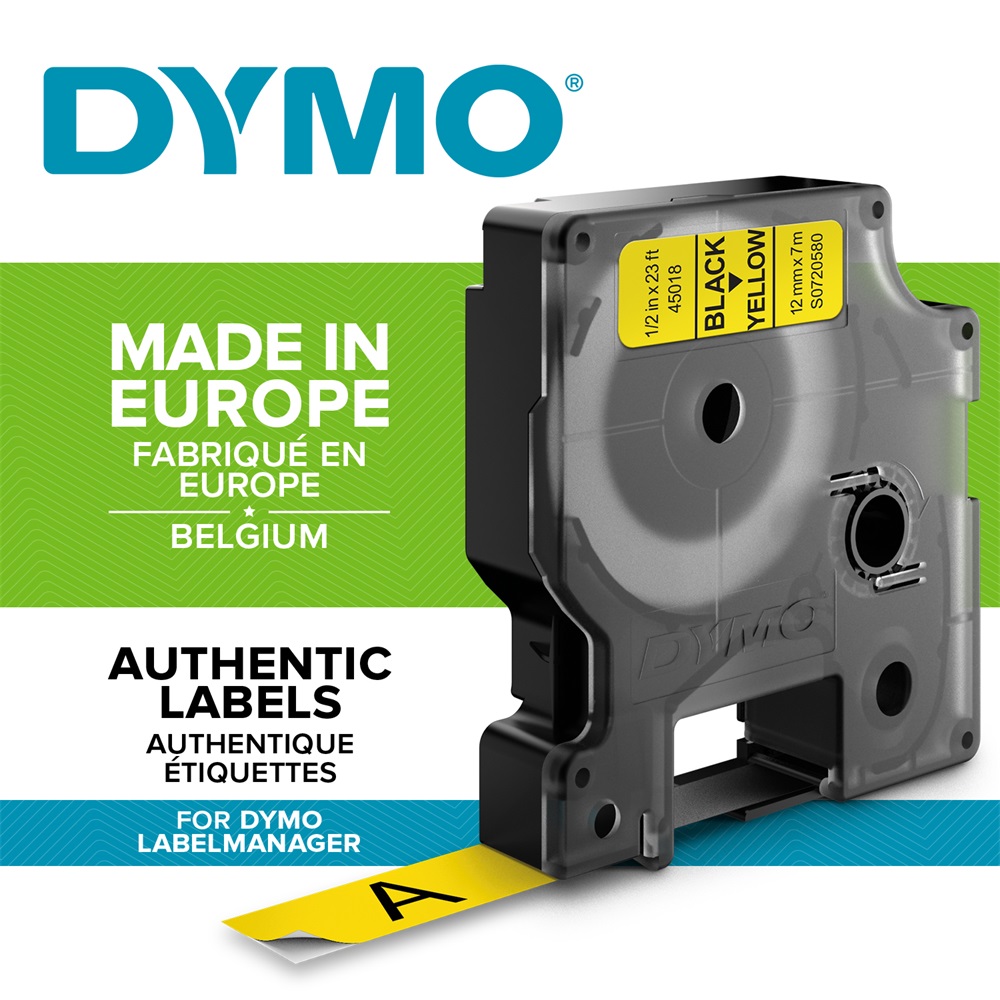 Feliratozógép szalag Dymo D1 S0720580/45018 12mmx7m ORIGINAL fekete/sárga - Image 8