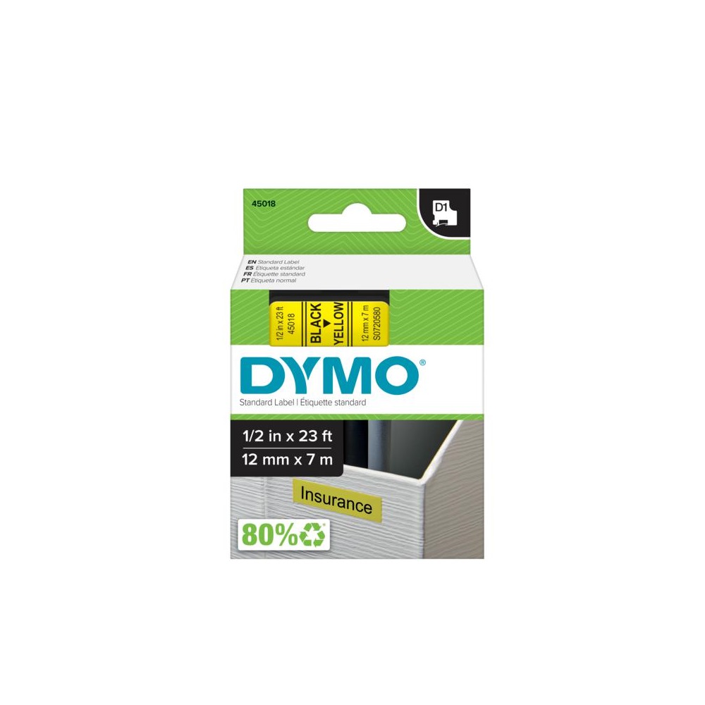 Feliratozógép szalag Dymo D1 S0720580/45018 12mmx7m ORIGINAL fekete/sárga - Image 3