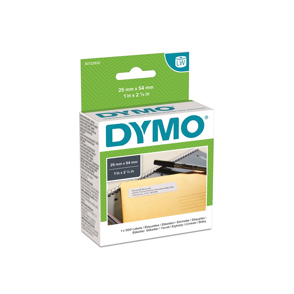 Etikett Dymo LW nyomtatóhoz 25x54mm, 500 db etikett/doboz, Original, fehér - Image 4