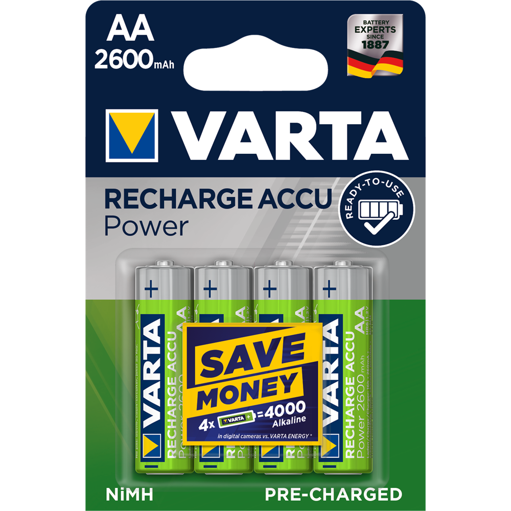 Elem tölthető akku AA ceruza 2600 mAH Power 4 db/csomag, Varta