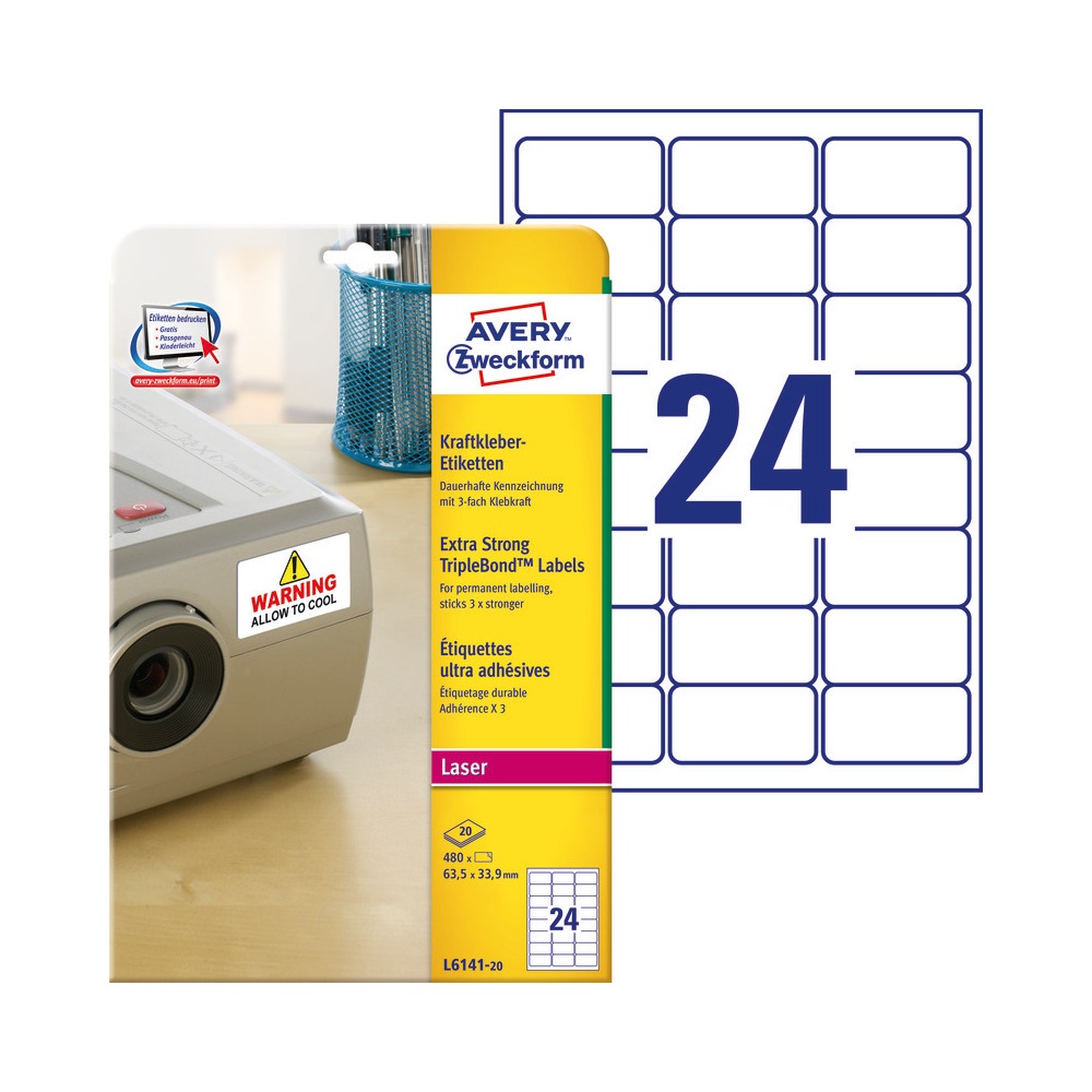 Etikett címke, 63,5x33,9mm, háromszor erősebben tapadó Avery - Image 3