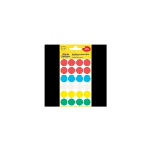 Etikett címke, o18mm, jelölésre, 5 klf. szín 24 címke/ív, 4 ív/doboz, Avery vegyes