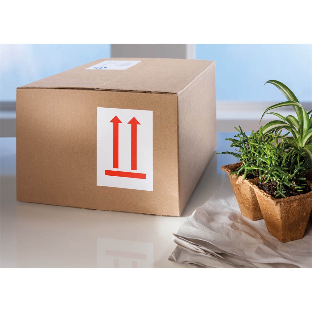 Etikett címke, piktogram álló helyzetet jelző nyílak 74 x100mm,tekercses, 200 címke/doboz, Avery piros - Image 6