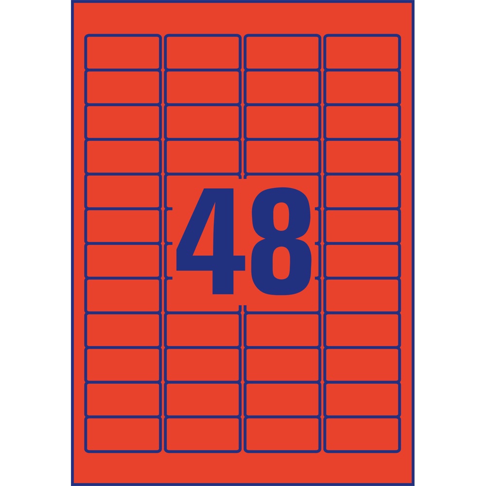 Etikett címke, 45,7 x21,2mm, univerzális visszaszedhető, 48 címke/ív, 20 ív/doboz, Avery piros - Image 4