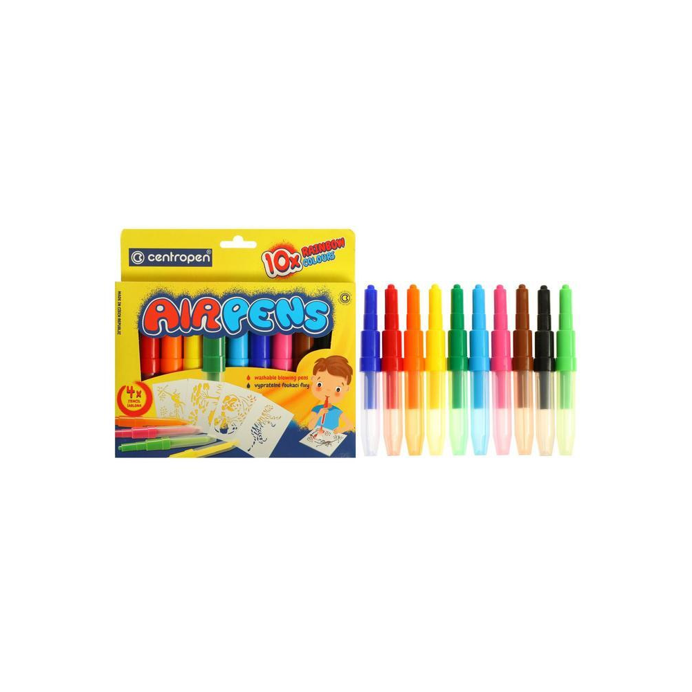 Filctoll fújós készlet Centropen AIRPENS 1500 Rainbow Colours 10 klf. szín