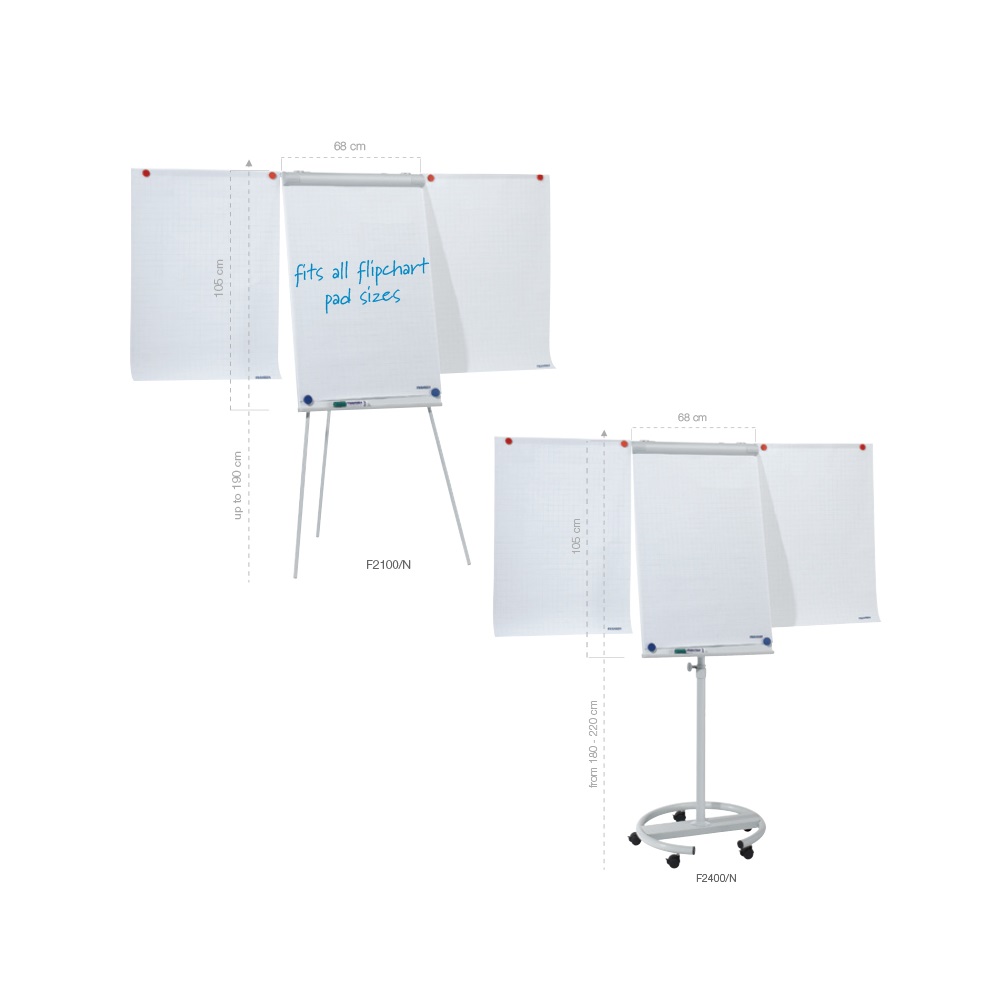 Flipchart tábla mobil 68x105cm, mágneses, 2 db segédkarral, 5 görgős Premium line Franken - Image 7