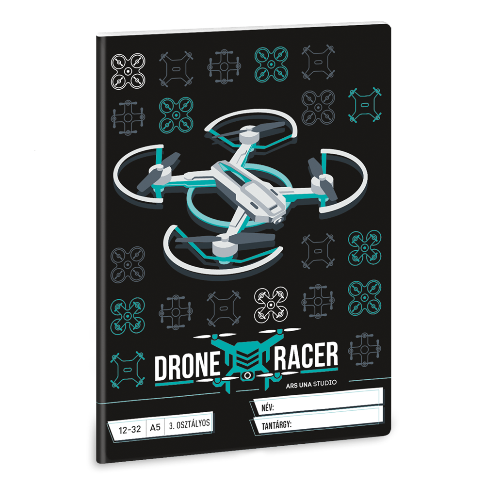 Füzet iskolai A5, 32lap, vonalas 12-32 3.osztályos Ars Una DRONE RACER (5131) 22 10db/csomag
