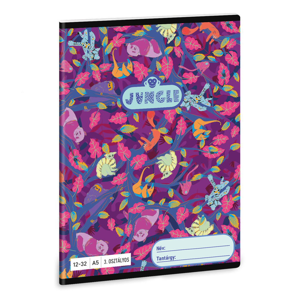 Füzet iskolai A5, 32lap, vonalas 12-32 3.osztályos Ars Una JUNGLE (5259) 23  10db/csomag