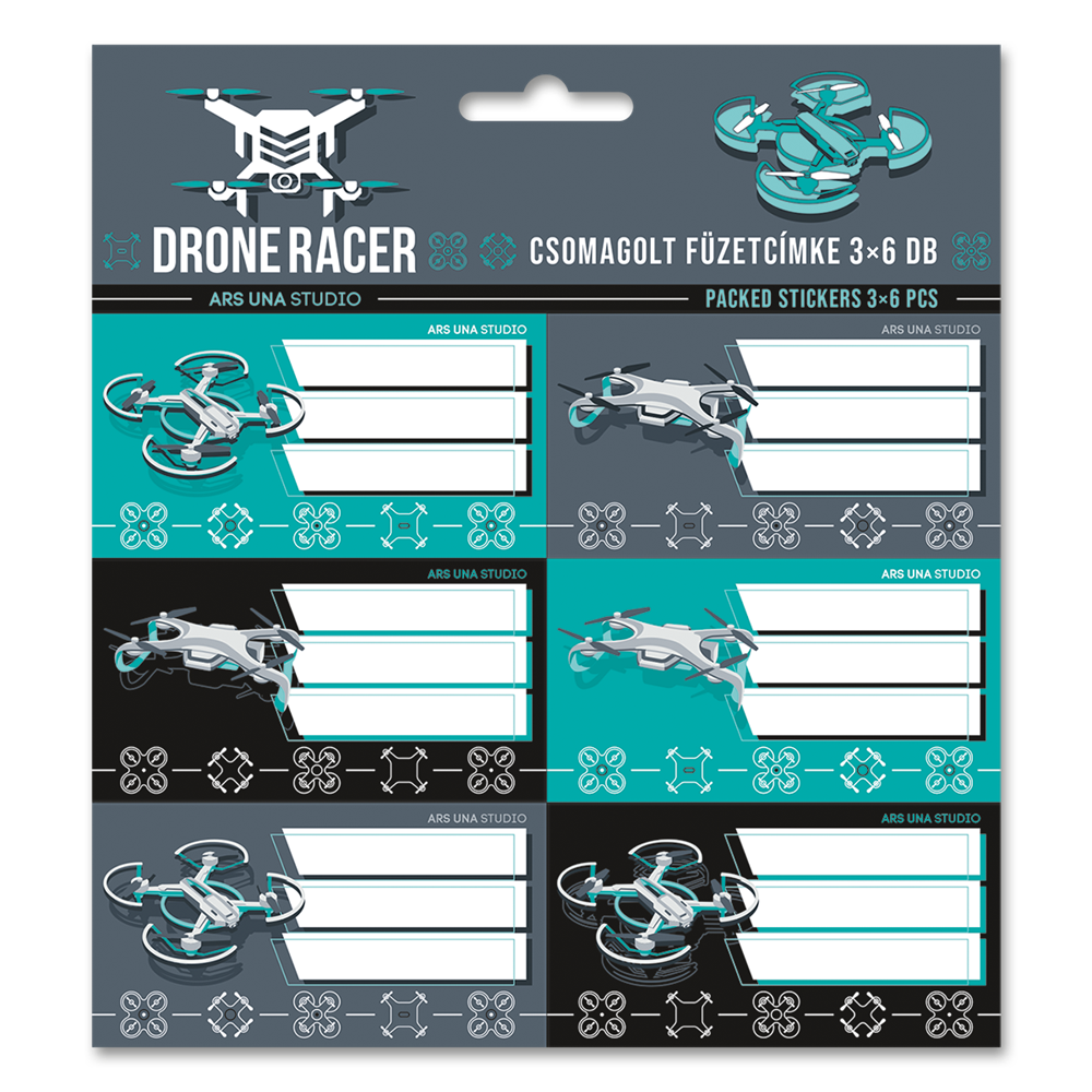 Füzetcímke (3*6 db) Ars Una DRONE RACER (5131) 22