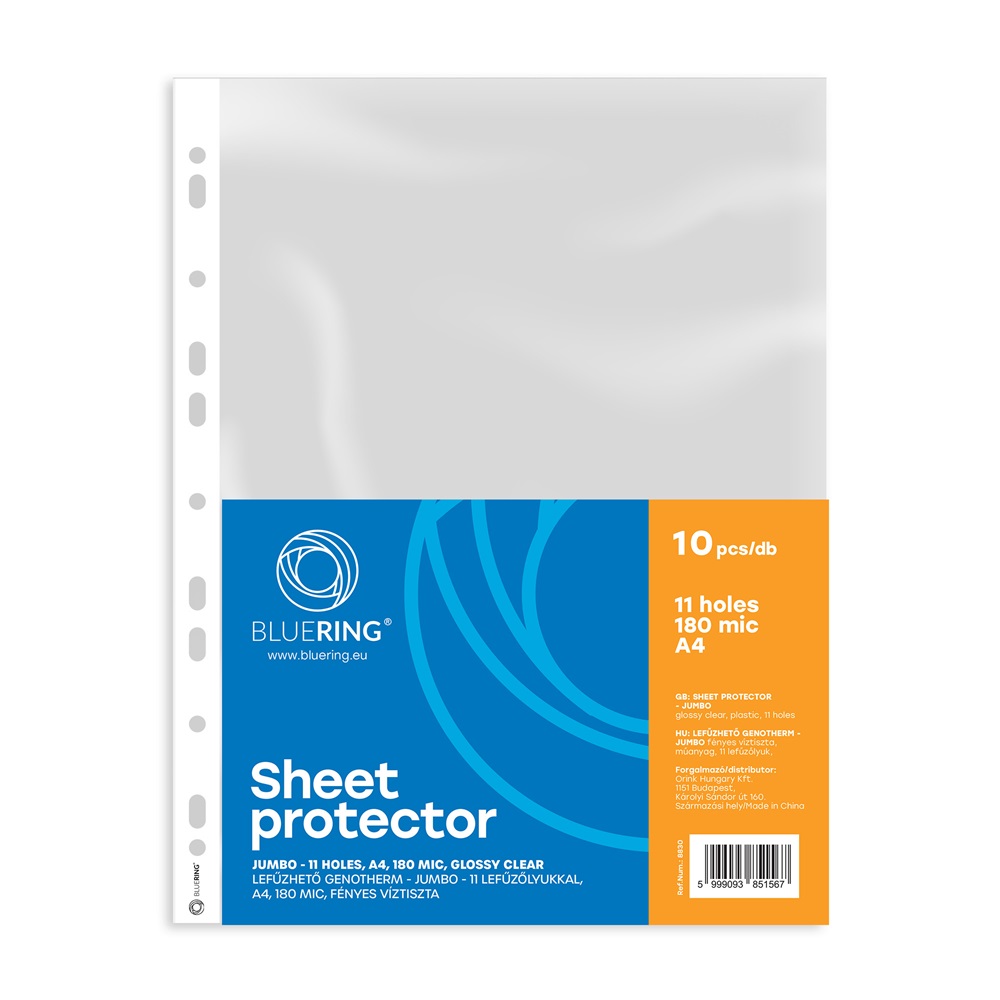 Genotherm lefűzhető, A4, 180 micron jumbo katalógustartó Bluering® 10 db/csomag,