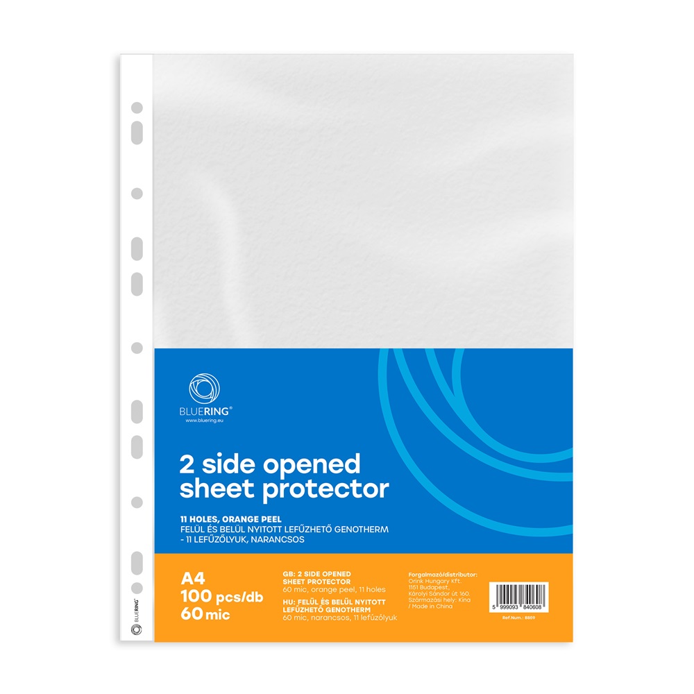 Genotherm lefűzhető, A4, 60 micron kétoldalt (felül és belül) nyitott narancsos Bluering® 100 db/csomag,