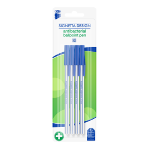 Golyóstoll 0,7mm, kupakos antibakteriális 4-es klt Ico Signetta, írásszín kék