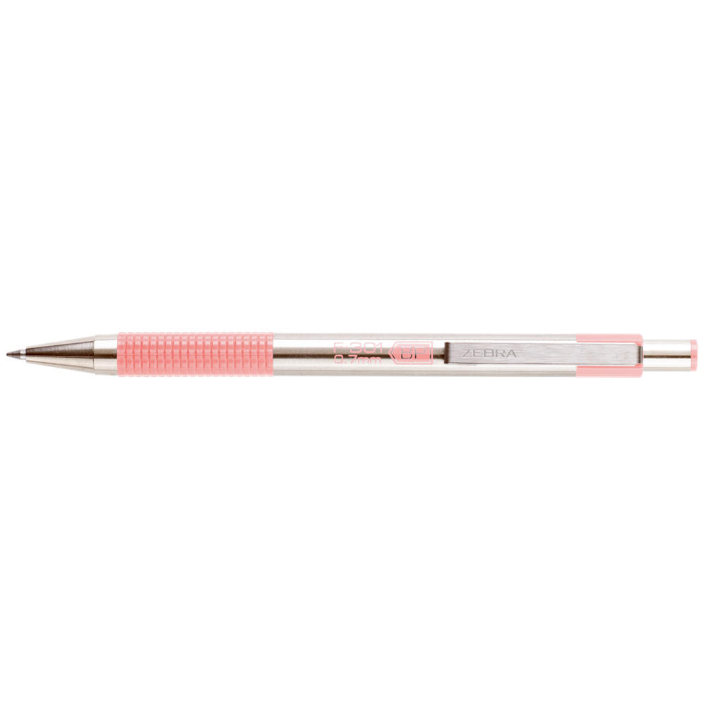 Golyóstoll 0,7mm, pasztell rózsaszín test, Zebra F-301, írásszín kék