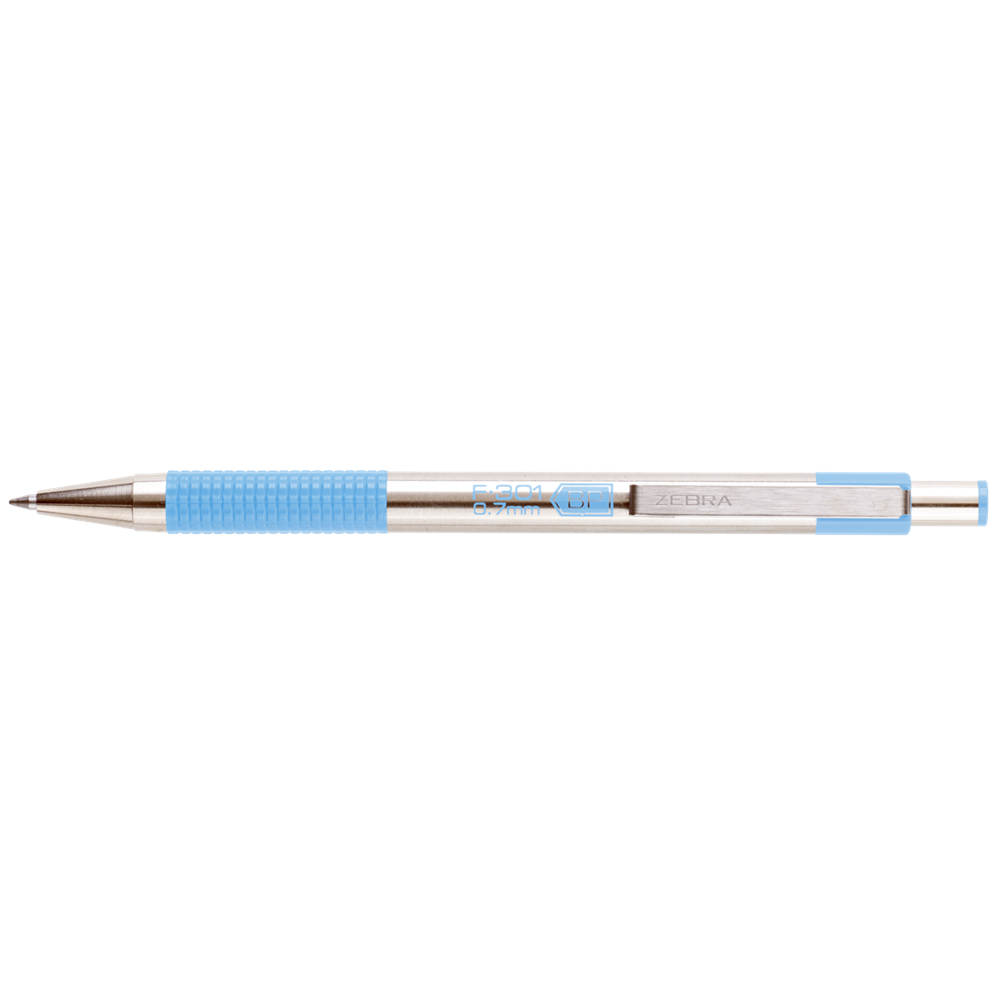 Golyóstoll 0,7mm, pasztell világoskék test, Zebra F-301, írásszín kék