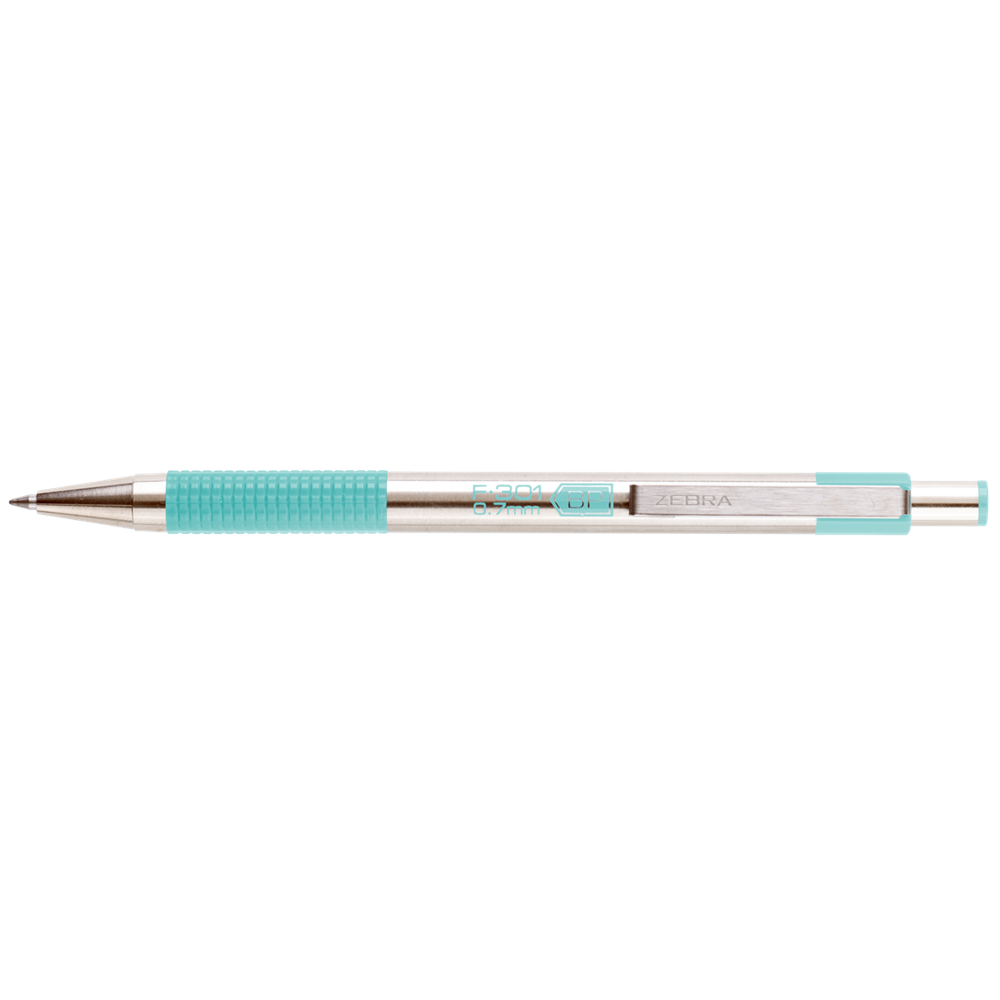 Golyóstoll 0,7mm, pasztell zöld test, Zebra F-301, írásszín kék