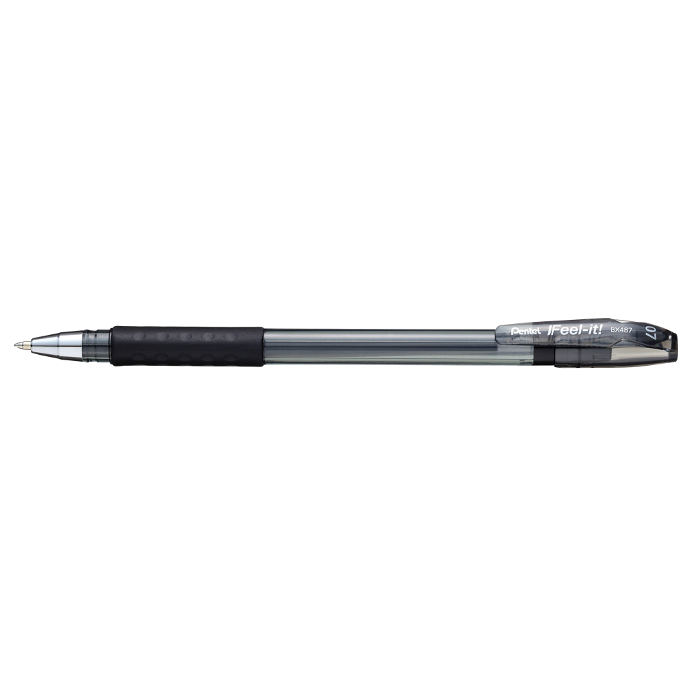 Golyóstoll kupakos 0,35mm, háromszög fogózóna Pentel Feel it BX487-A, írásszín fekete