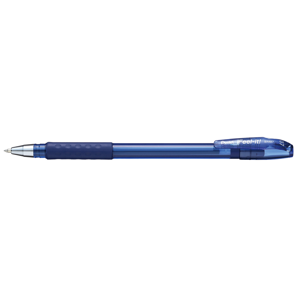 Golyóstoll kupakos 0,35mm, háromszög fogózóna Pentel Feel it BX487-C, írásszín kék