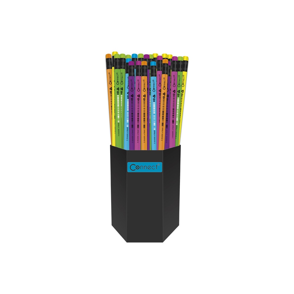 Grafitceruza HB, radíros, fluo színű test és radírr, Connect 72 db/csomag, - Image 3