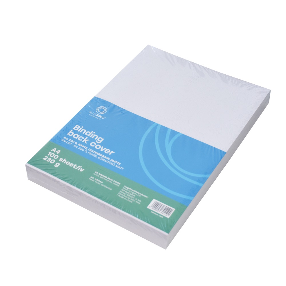 Hátlap, A4, 230 g. bőrhatású 100 db/csomag, Bluering® fehér