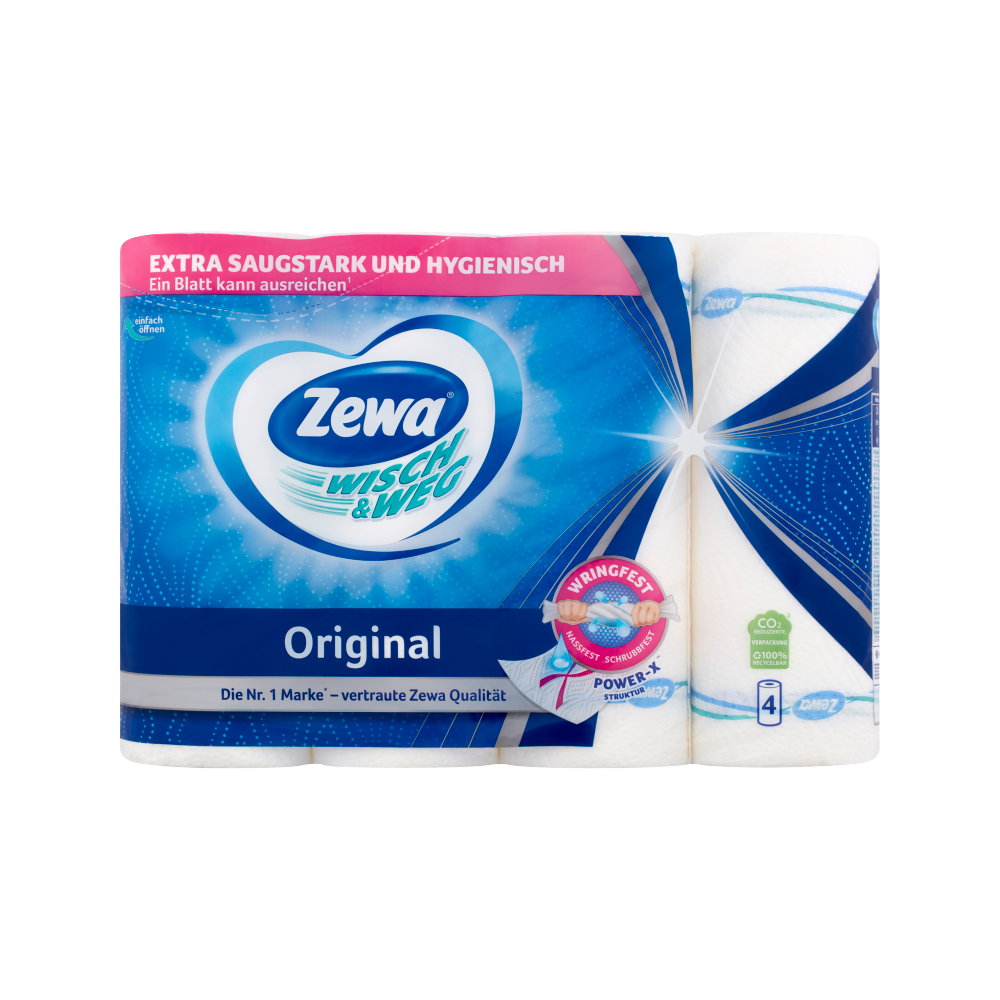 Háztartási papírtörlő 2 rétegű 4 tekercs/csomag Wish&Weg Original Zewa fehér