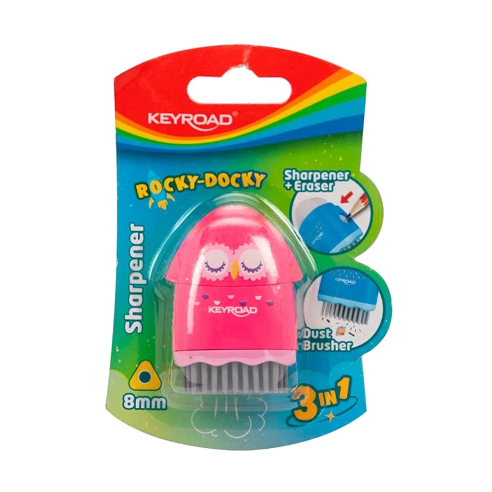 Hegyező 1 lyukú radírral és porkefével Keyroad Rocky Docky vegyes színek - Image 3