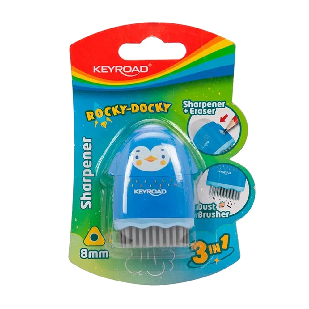 Hegyező 1 lyukú radírral és porkefével Keyroad Rocky Docky vegyes színek - Image 4
