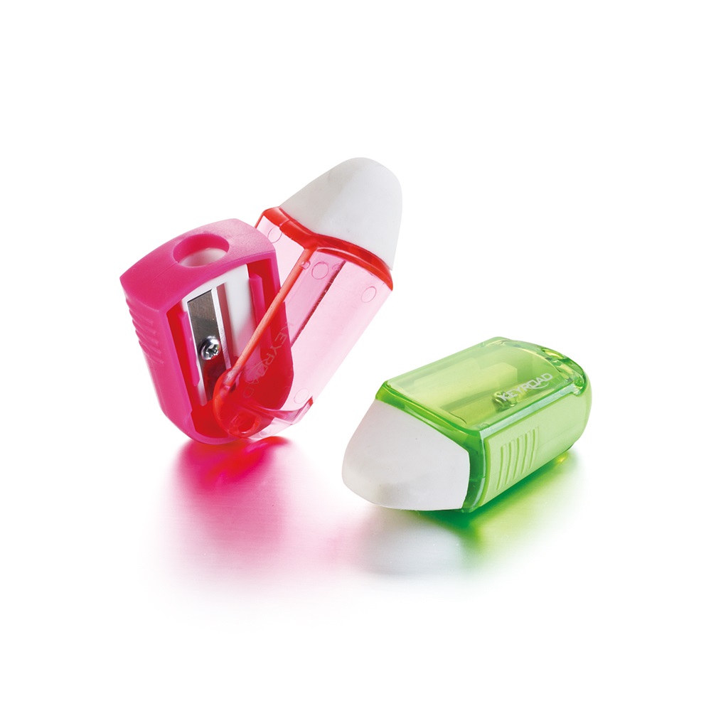 Hegyező, 1 lyukú, radírral, 24 db/display, Keyroad Twist, vegyes színek - Image 4