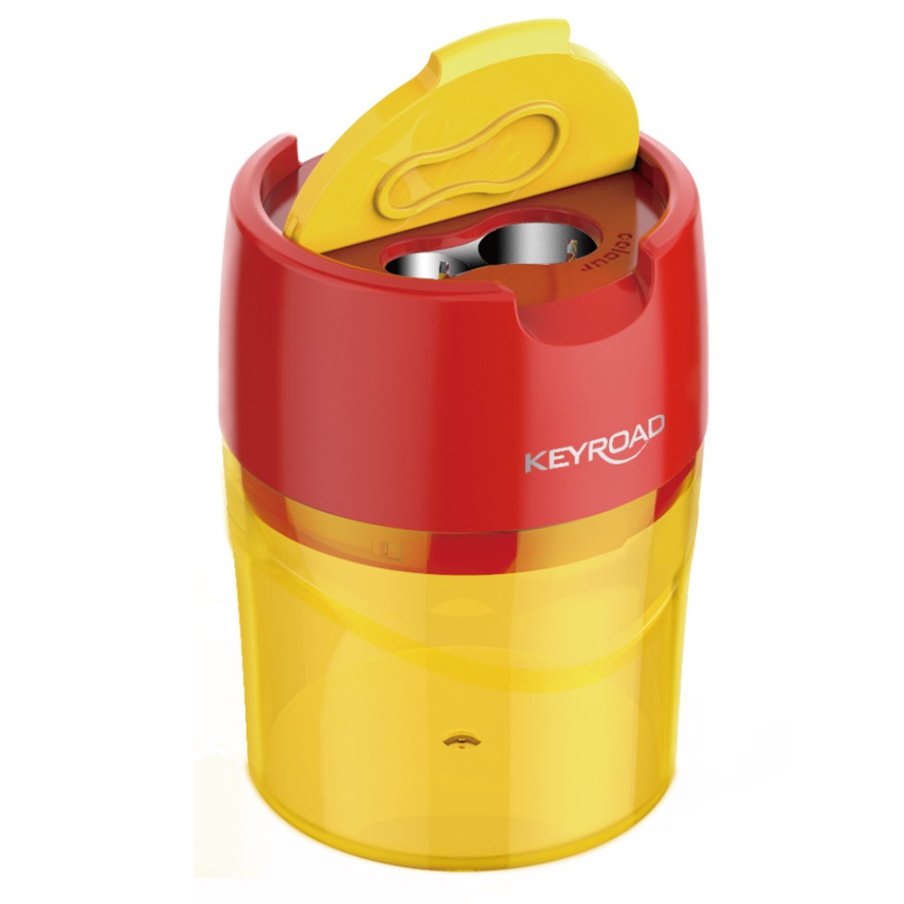 Hegyező 2 lyukú tartályos, fedeles, fém belsővel 12 db/display Keyroad Robby vegyes színek - Image 6