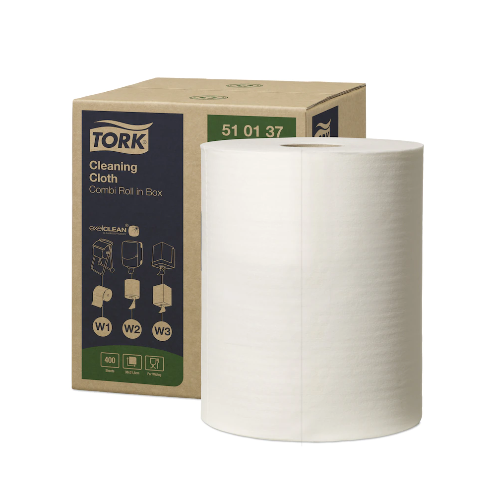 Ipari törlő tekercses többfunkciós kombi 152 m/400 lap/tekercs 1 tek/karton W1/W2/W3 Tork_510137 fehér
