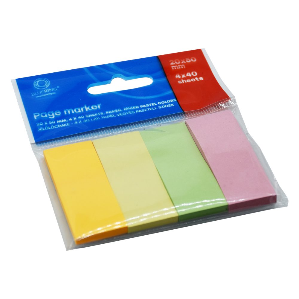 Jelölőcímke 20x50mm, 4x40lap, papír, vegyes pasztell színek Bluering®