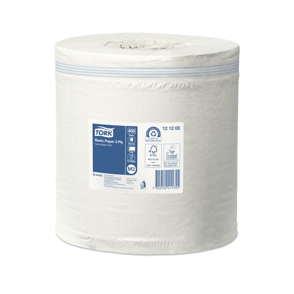Kéztörlő 2 rétegű tekercses átmérő: 16,2 cm 121,5 m/tekercs 6 tekercs/karton M2 Universal Tork_121208 fehér - Image 3