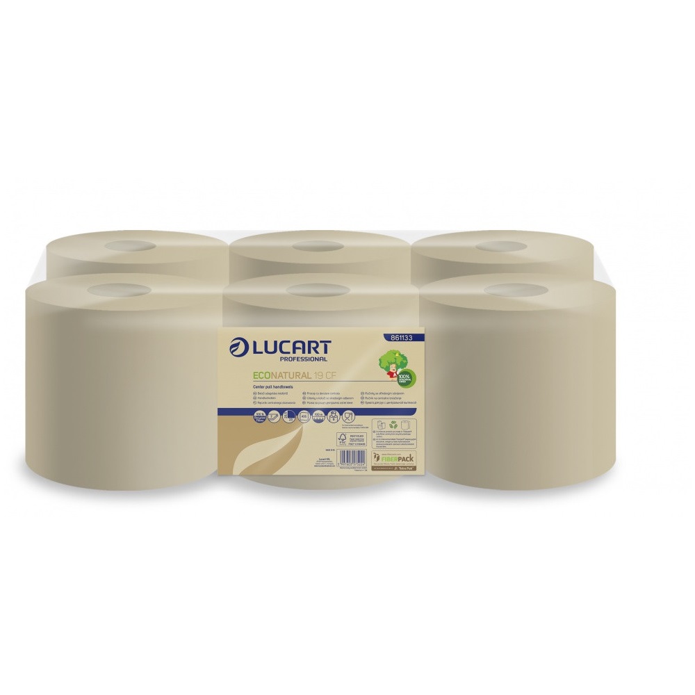 Kéztörlő 2 rétegű tekercses átmérő: 19 cm 6 tekercs/karton 19 CF EcoNatural Lucart_861133 havanna barna - Image 3