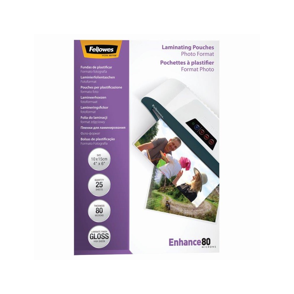 Lamináló fólia, 100x150mm, 80 mikron, fényes, 25 db/doboz, Fellowes® - Image 3