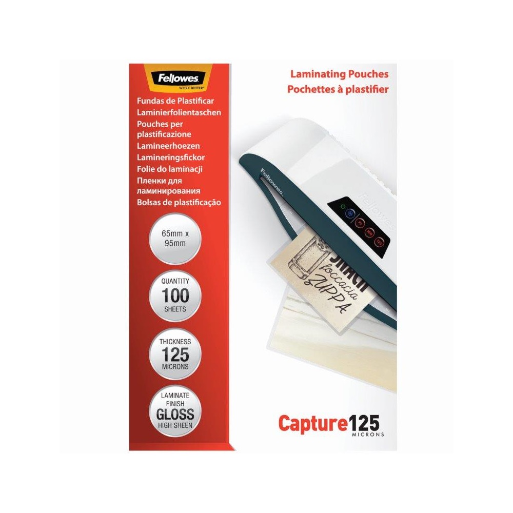 Lamináló fólia, 65x95mm, 125 mikron, fényes, 100 db/doboz, Fellowes® - Image 3