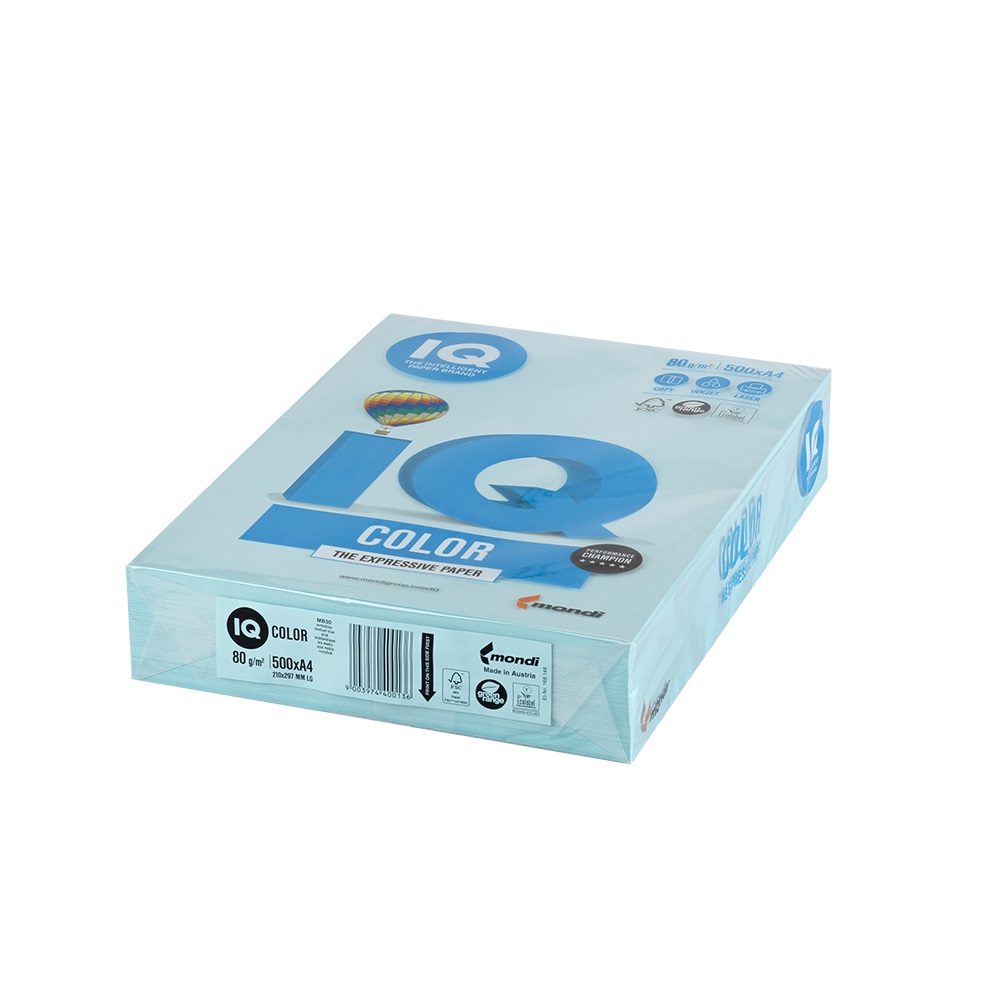 Másolópapír, színes, A4, 80g. IQ MB30 500ív/csomag, pasztell középkék - Image 3