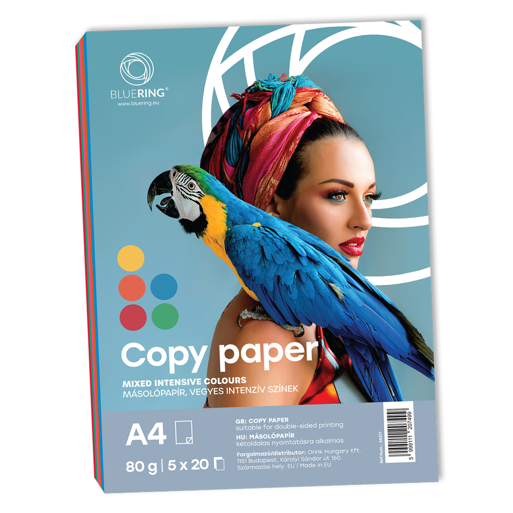 Másolópapír, színes, vegyes színek A4, 80 g Bluering® 5 x 20 ív/csomag, intenzív színes - Image 3
