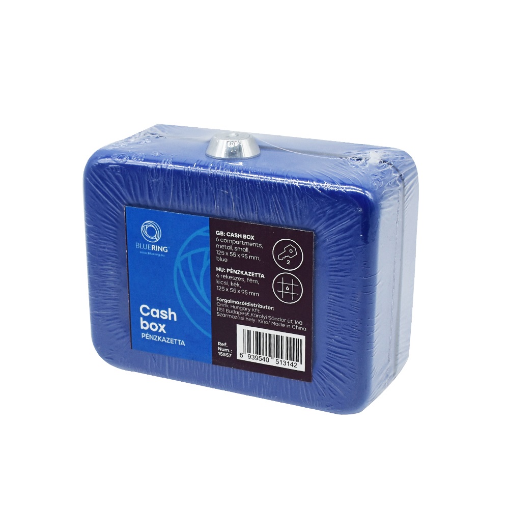 Pénzkazetta fém 125x55x95 mm kicsi Bluering® kék - Image 4