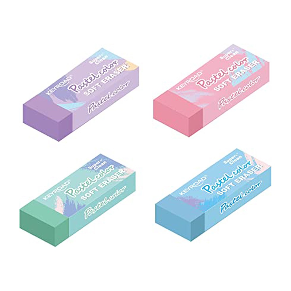 Radír, PVC mentes 2 db/bliszter Keyroad Pastel Color vegyes színek - Image 3