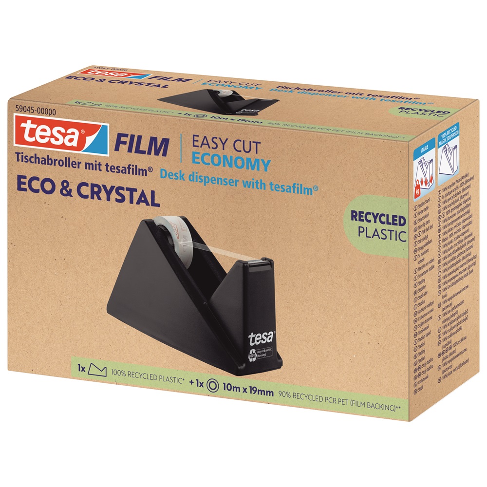 Ragasztószalag adagoló 19mmx10m, asztali  +  irodai átlátszó újrahasznosított ragasztószalag Tesa Eco & Crystal - Image 4