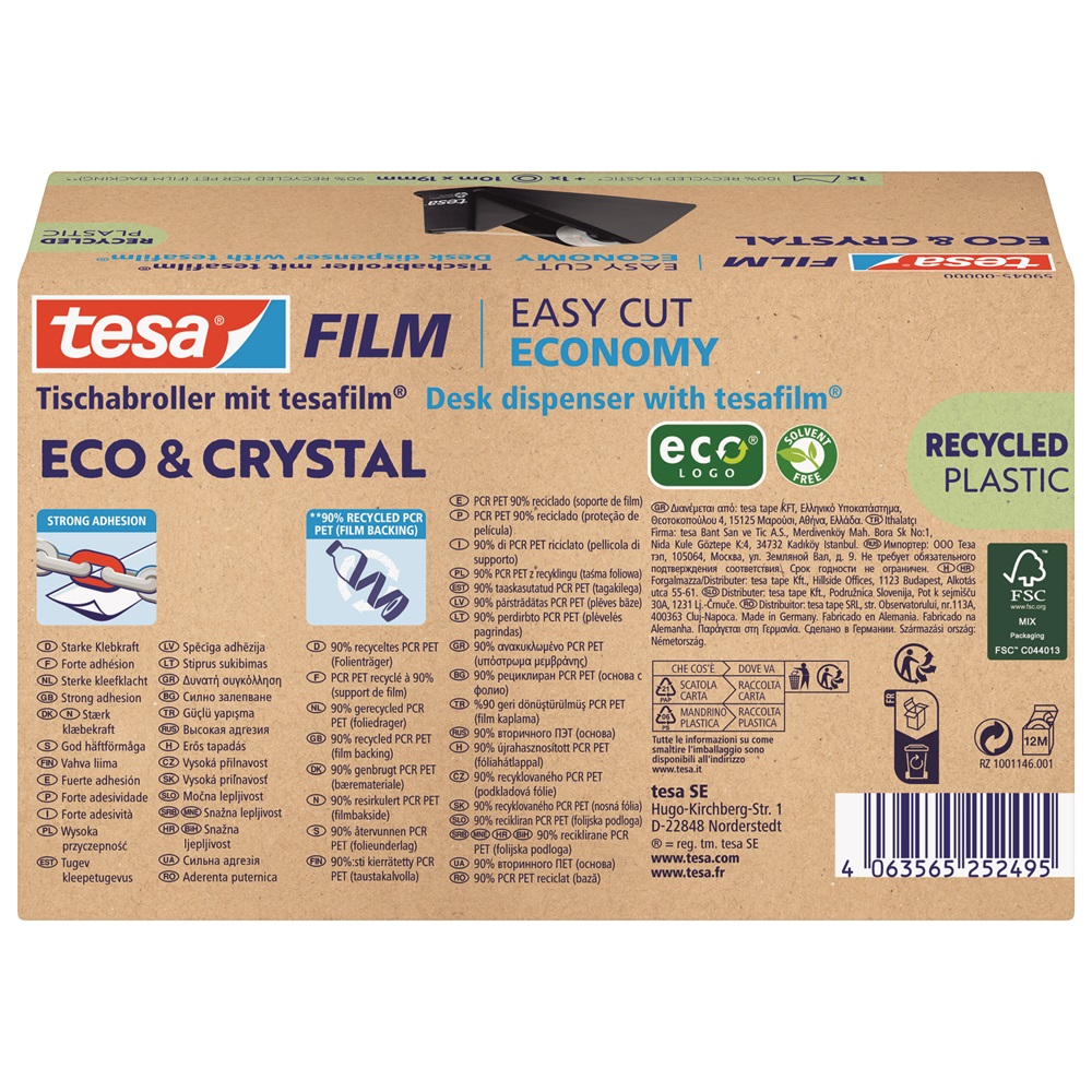 Ragasztószalag adagoló 19mmx10m, asztali  +  irodai átlátszó újrahasznosított ragasztószalag Tesa Eco & Crystal - Image 3