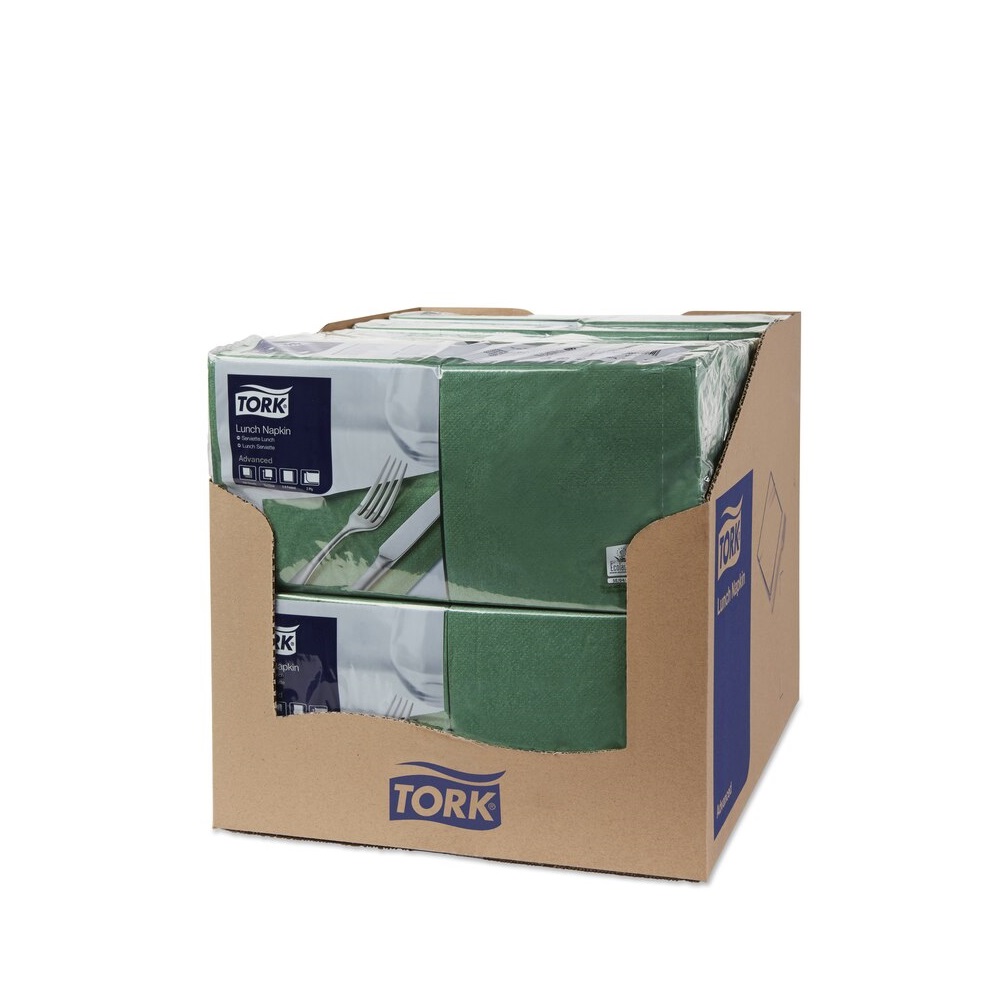 Szalvéta 2 rétegű 1/4 hajtás lapméret: 32,8 x 32,5 cm 200 lap/csomag Lunch Tork_477214 sötétzöld - Image 4